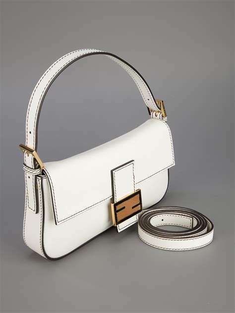 fendi shoulder bag white|Fendi baguette leather shoulder bag.